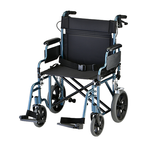 22 inch Transport Chair with 12″ Rear Wheels in color blue