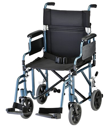 19 inch Transport Chair with Detachable Arms