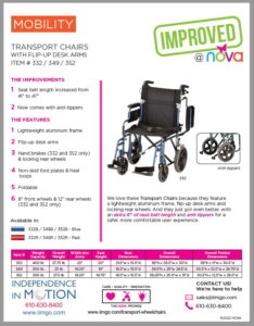 22″ Transport Chair w/ 12″ rear wheels